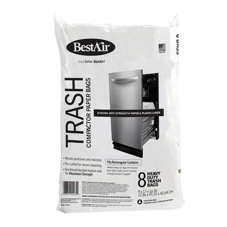 Bestair BestAir 10 gal Compactor Bags Flat Top 8 pk WMCK133508-3